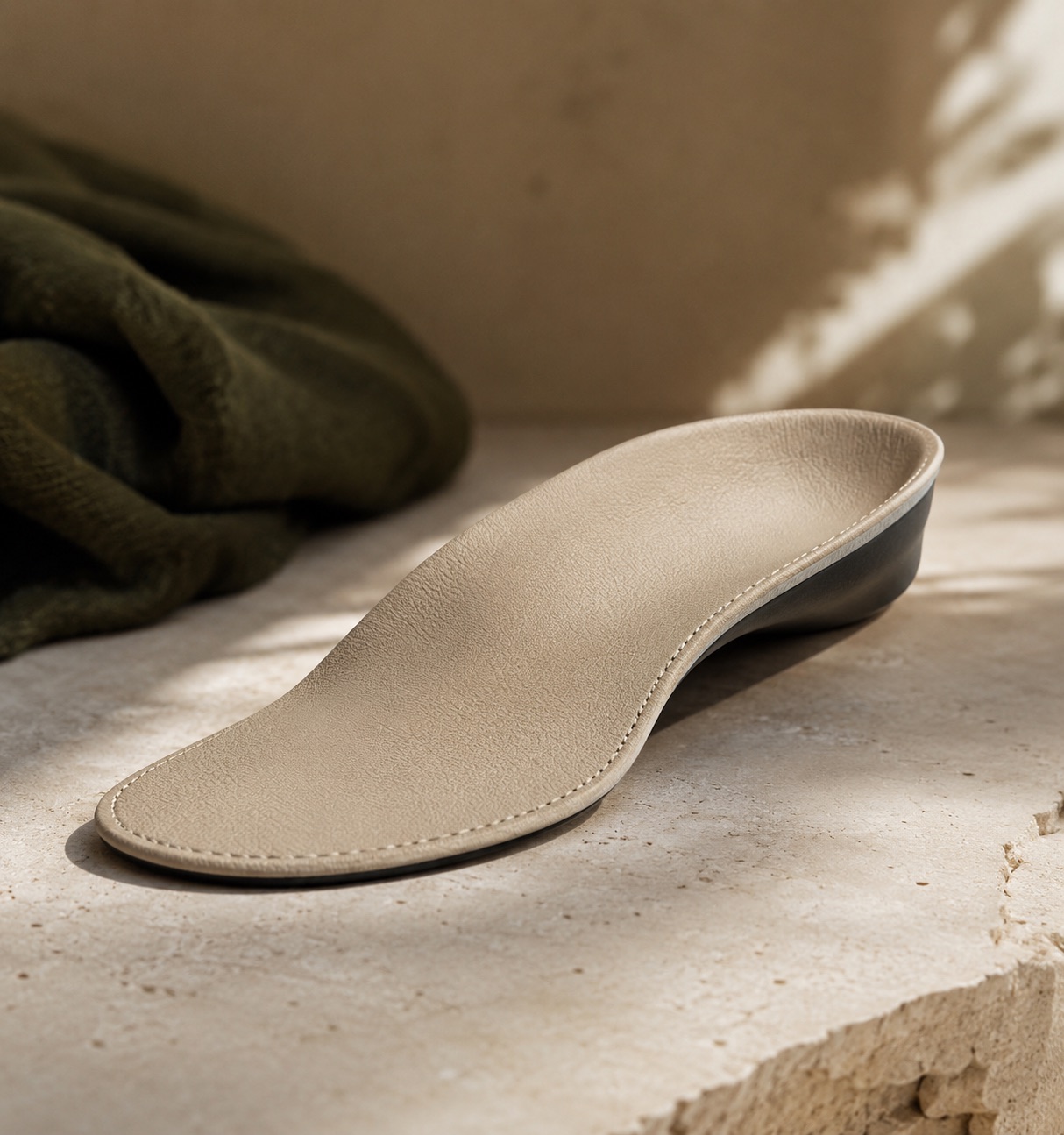 A preserved orthotic shell finished with a fresh top cover